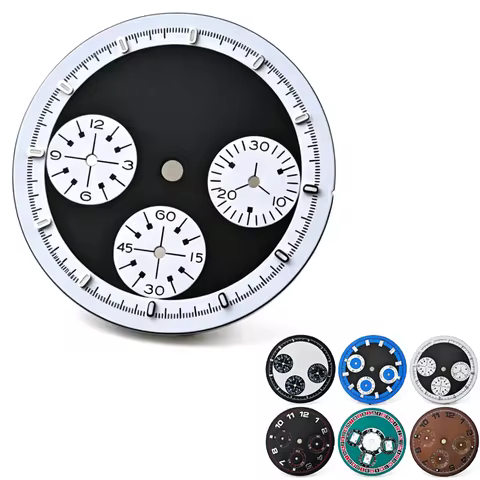 29.5mm VK63 Panda Watch Dial Arabic Poker Gem Markers Chronograph Racer No Logo For Seiko Daytona VK