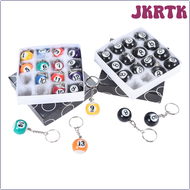 JKRTK 16Pcs Mini Pool Billiard Shaped Keychain Table Ball Key Ring Creative Hanging Decorations Lucky No8 Gifts for Men Snooker Player HRTWR