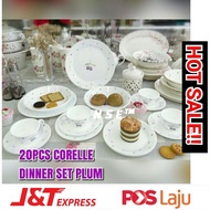 ORIGINAL 20PCS CORELLE DINNER SET PLUM / SET PINGGAN CAWAN KACA CORELLE