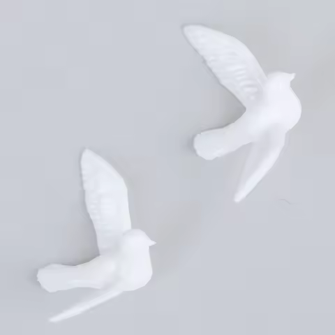 2Pcs 1:12 Dollhouse Mini Resin White Dove Simulation Animal Model Toys
