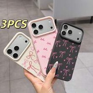 3 ชิ้น เคสโทรศัพท์ซิลิโคน TPU นุ่ม กันตก กันลื่น พิมพ์ลาย UV ลายโบว์หัวใจสีชมพูแฟชั่น เหมาะสำหรับสาว