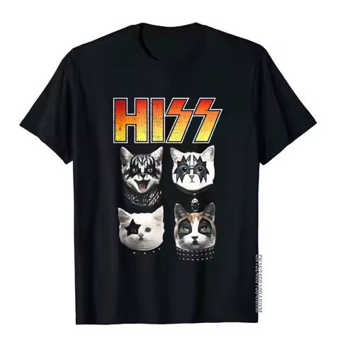 HISS Funny Cat Shirt Hiss Shirt Cat Lover T-Shirt Hiss Cat Fitness Top T-Shirts T Shirt For Men Cott