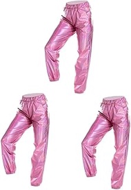 3pcs Hip Hop 70s Disco Outfits for Women Space Cowgirl Outfit Dress for Girls Sequin Pants Mens Pants Joggers for Men Mens Joggers Rave Pants Pink Women's Polyester Parachute