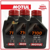MOTUL 4T 7100 Fully Synthetic Ester 10W-40 1L Engine Oil Minyak Hitam 100% Original France 