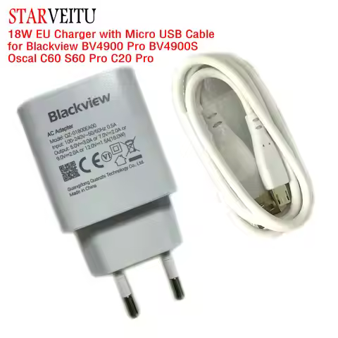 Power Adapter for Blackview, BV4900 Pro, BV4900S Oscal, C60, S60 Pro, C20 Pro, EU Travel Plug Charge
