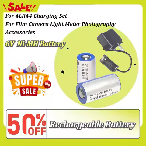 New 6V Rechargeable Ni-MH Battery&Charger Set Replace 4LR44 PX28A Battery for Film Camera Light Mete