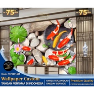 Custom 3D Koi Fish Theme Wallpaper | Living Room Wallpaper | Free Request Wallpaper Design | Koi Fis