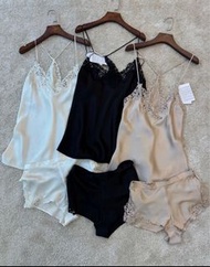 La Perla women’s 1-3 black pink white 100% silk lace lingerie sleepwear set sexy pajamas 女裝性感真絲吊帶睡衣套