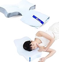 7C Cervical Memory Foam Pillow Case - Orthopedic Contour Support for Neck, Shoulder &amp; Back Pain Relief, Odorless Ergonomic Cooling Bed Pillow for Side, Back and Stomach Sleepers (Blue - Pillow Case)