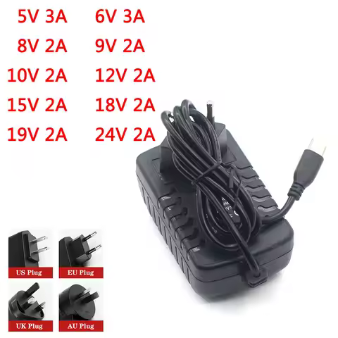 5V 6V 8V 9V 10V 12V 15V 18V 19V 24V 2A 3A Switch Charger Type-C DC Power Charging Adapter Wall Charg