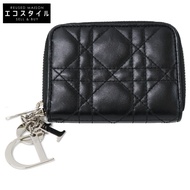 Dior Lady Dior 小羊皮 Cannage 圓形拉鍊皮夾 [成色極佳]（二手）