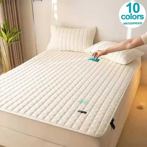 Waterproof Mattress Protector - Antimicrobial Mattress Cover with Elastic Straps - Hypoallergenic, N