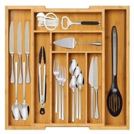 8 隔層可擴充餐具託盤 - 餐具整理器抽屜託盤附抽屜分隔零件多用途用於收納和分類/只有託盤