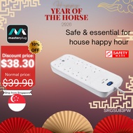 Masterplug SRGSU83PW, Surge Protection with 2 x 3.1A USB, 8 Extension Sockets, 3Metre, On/off Switch