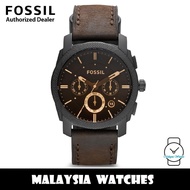 (OFFICIAL WARRANTY) Fossil Men's FS4656 Machine Mid-Size Chronograph Dark Brown Leather Watch FS4656