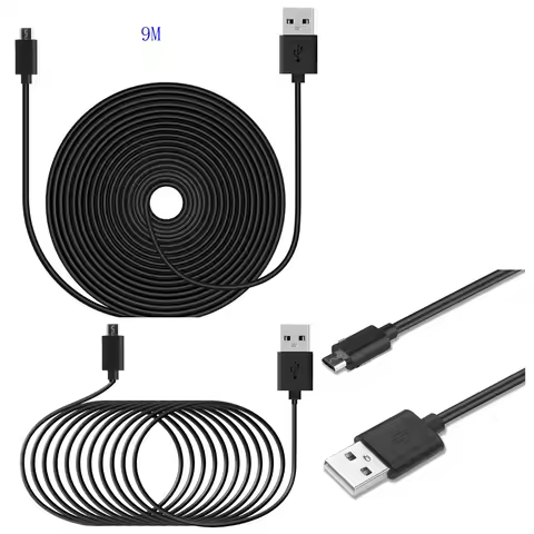 30ft/9m microusb Charge Cable for Wyze Cam v3 Cam Pan Cam Pan v2, YI Dome Home Camera, Nest Cam Clou