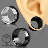 Ear-tunnel Stainless Steel single flair Piercing Plug Earrings in silver & Black