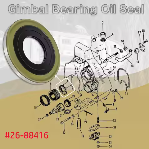 For Mercruiser Gimbal Bearing Grease Seal Alpha One Gen 1 & 2 Bravos I,II & III, Replaces 26-88416,