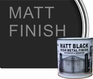 MATT BLACK ( 1L ) 1 LITER HIGH METAL FINISH PAINT EXTERIOR &amp; INTERIOR MATT FINISH BLACK