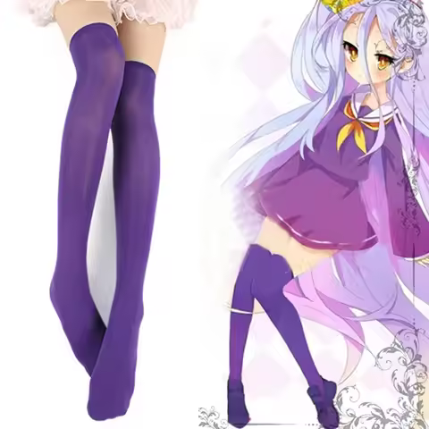 Anime No Game No Life Shiro Cosplay Purple Socks Fashion Stockings Thigh High Over Knee High Socks F