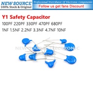 [5pcs] Y1 Safety Capacitor 100PF 220PF 330PF 470PF 680PF 1NF 1.5NF 2.2NF 3.3NF 4.7NF 10NF 250V 400V 