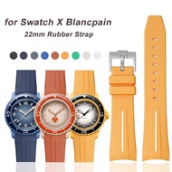 Curved End Rubber Watch Band for Swatch X Blancpain Fifty Fathoms 22mm Men Women Waterproof TPU Sili