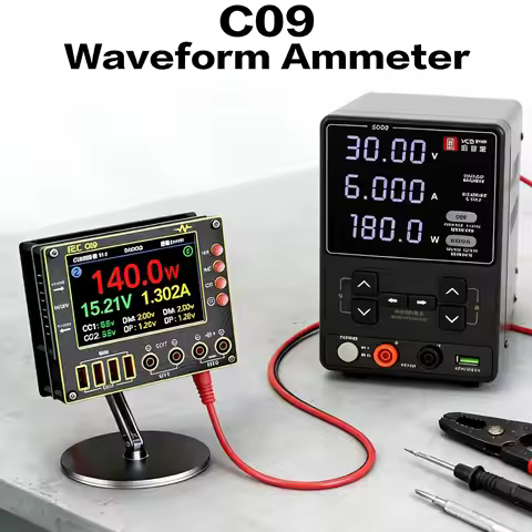 I2C C09 Dual Channel Waveform Ammeter, 0-40V Voltage Charge Tester with Digital Display for Quick Fa