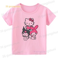 Children clothing Girls T-shirts hello kitty kuromi clothes girl summer Tops 1 2 3 4 5 6 7 8 9 years