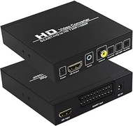 SCART to HDMI, TAIPOXUN Scart Converter Video Audio Box, HD Video Converter Scart to HDMI Adapter with PAL/NTSC Video Scaler, 1080P/720P Support HDMI, 3.5mm Coaxial Audio Out for TV and DVD Player
