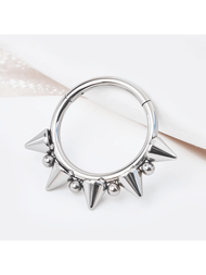 1個不鏽鋼楔形穿刺針設計的朋克風格廷鼻環,適用於軟骨、daith、helix、spiral、男女耳飾