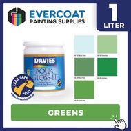 wall paint ✺Davies Paints for Wood and Metal Aqua Gloss-It 1-Liter (Greens)✻