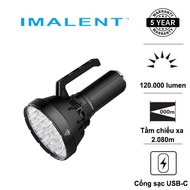 IMALENT SR32 super bright flashlight, 12,000lm bright, 2.080m range, 32 LED XHP50.3 USB-C charging P