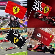F1 Racing Hand-Pulled Flag Customized Ferrari Black White Grid Hand-held Flag Flag Support Big Flag 
