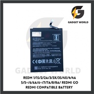 GADGET WORLD [ READY STOCK] Xiaom Compatible Battery - REDM 1/1S/2/2A/3/3X/3S/4X/4/4A/5/5+/6/6A/6+/7