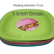 1 Lusin Piring Plastik Terbaru Persegi Polos Warna