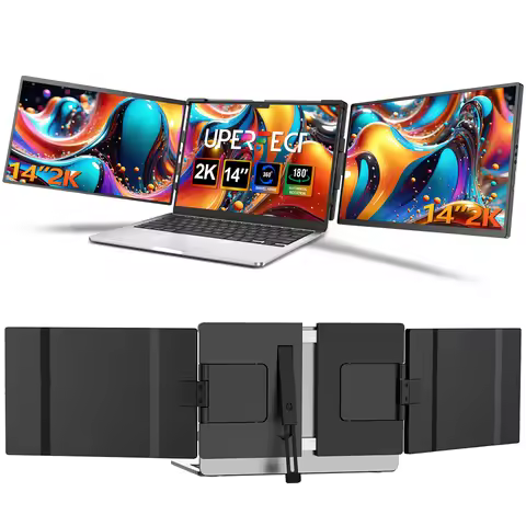 UPERFECT 14" 2K Triple Portable Monitor For Laptop 1400P QHD IPS Screen Extender Type-C USB For PC S