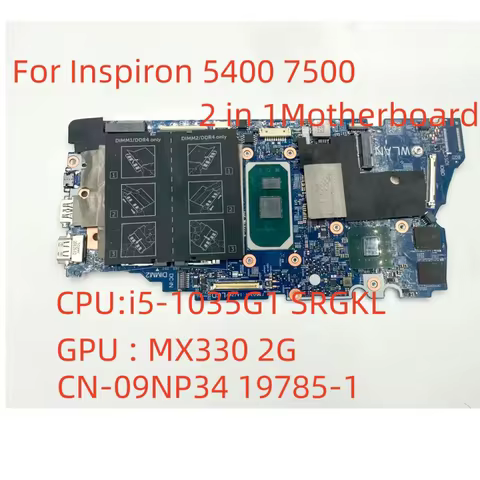 Mainboard For Dell Inspiron 5400 7500 2 in 1 Laptop Motherboard i5-1035G1 SRGKL GPU MX330 2G CN-09NP