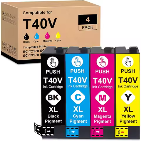 T40V Ink Cartridge Compatible with Epson T40V1-4, Pigment Ink for SC-T2170/SC-T3170/SC-T3170M/SC-T51