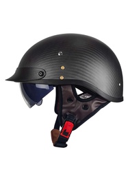 碳纖維復古頭盔街車安全頭盔電動自行車頭盔街車旅遊夏季半頭盔