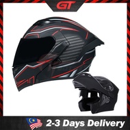 ☀GTmotor Motorcycle Full Face Helmet Flip Up Double Lens Topi Keledar Motosikal Dual Lens Helmet Full Face Motor Helmet✾