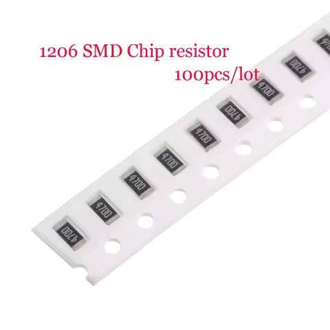 100Pcs 1% 1206 0R-10M SMD Chip Fixed Resistor 1R 2 51 100 220 330 470 510 ohm 1K 2K 5.1K 8.2K 51K 68