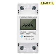 CDAPHT Electric Meter, Digital Display 2 Wire 2P KWh Meter, Precise DIN Rail Mount Single Phase LCD 