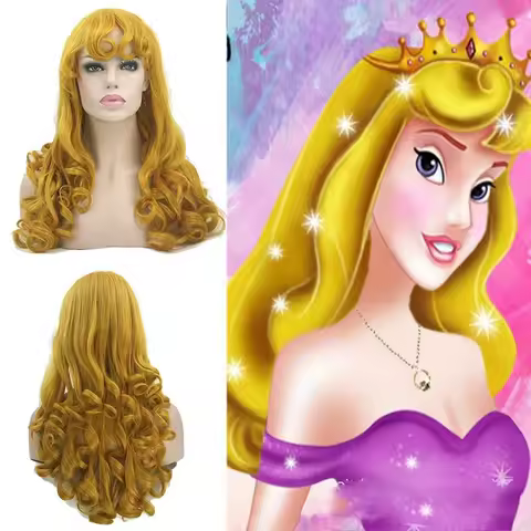 Anime Sleeping Beauty Heroine Wig Aurora Princess Cos Wig Cover Stage Role Playing Woman Clothing Ma