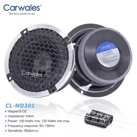 2pcs Car Universal Midrange Speaker 3.5 Inch Center Speaker Car Modified 3-way Audio System Audio Mu