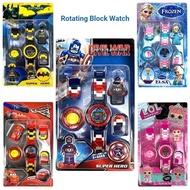 Foreign Trade Children Electronic Watch Toys Building Block Watch Cartoon Rotating Building Block El