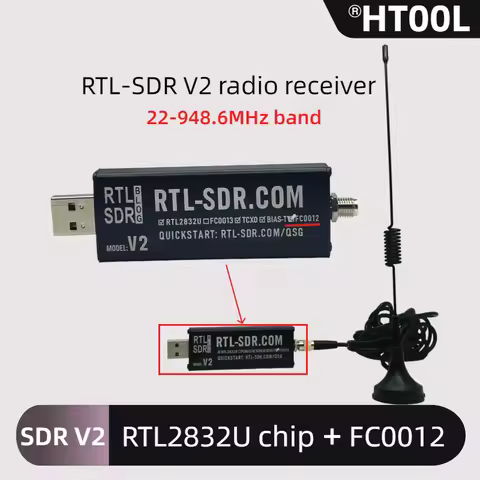 SDR Software-Defined Radio Receiver RTL-SDR V2 RTL2832U equipped with FC0012 tuner, 22-948.6MHz band