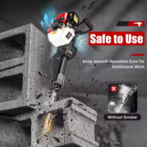 52CC 2 Stroke Petrol Demolition Hammer Gas Powered Demolition Jack Hammer w/Fuel Oil Mixing Bottle+P