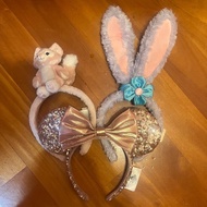 Linabell Stellalou Minnie Mouse 正版耳朵耳仔公仔玫瑰金閃片頭箍髮箍髮飾 米妮老鼠 香港迪士尼樂園 上海迪士尼樂園 Hong Kong Disneyland Shang 