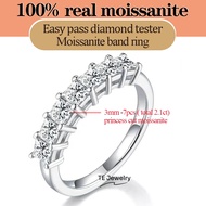 2.1ct 7 Stones rings 3mm square princess cut moissanite band ring eternity wedding engagement ring