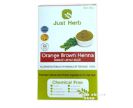 Just Herb Natural Orange Brown Henna จัสต์ เฮิร์บ ออเรนจ์ บราวน์ เฮนน่า สมุนไพรย้อมปิดผมขาวจากธรรมชาติ สี น้ำตาลส้ม Orange Brown Color
